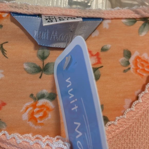 NWT Nuit Magique peach color button down short sleeve robe size L - Picture 5 of 11
